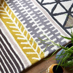2 yellow grey raita taupe detail rug by scion